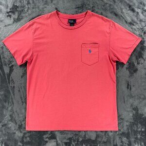 Polo Ralph Lauren T Shirt Men M Pink Salmon Single Stitch Pocket Vintage 90s Y2K